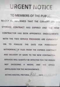 Pretoria High Court storage issue