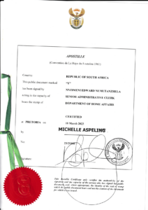 South African Apostille example